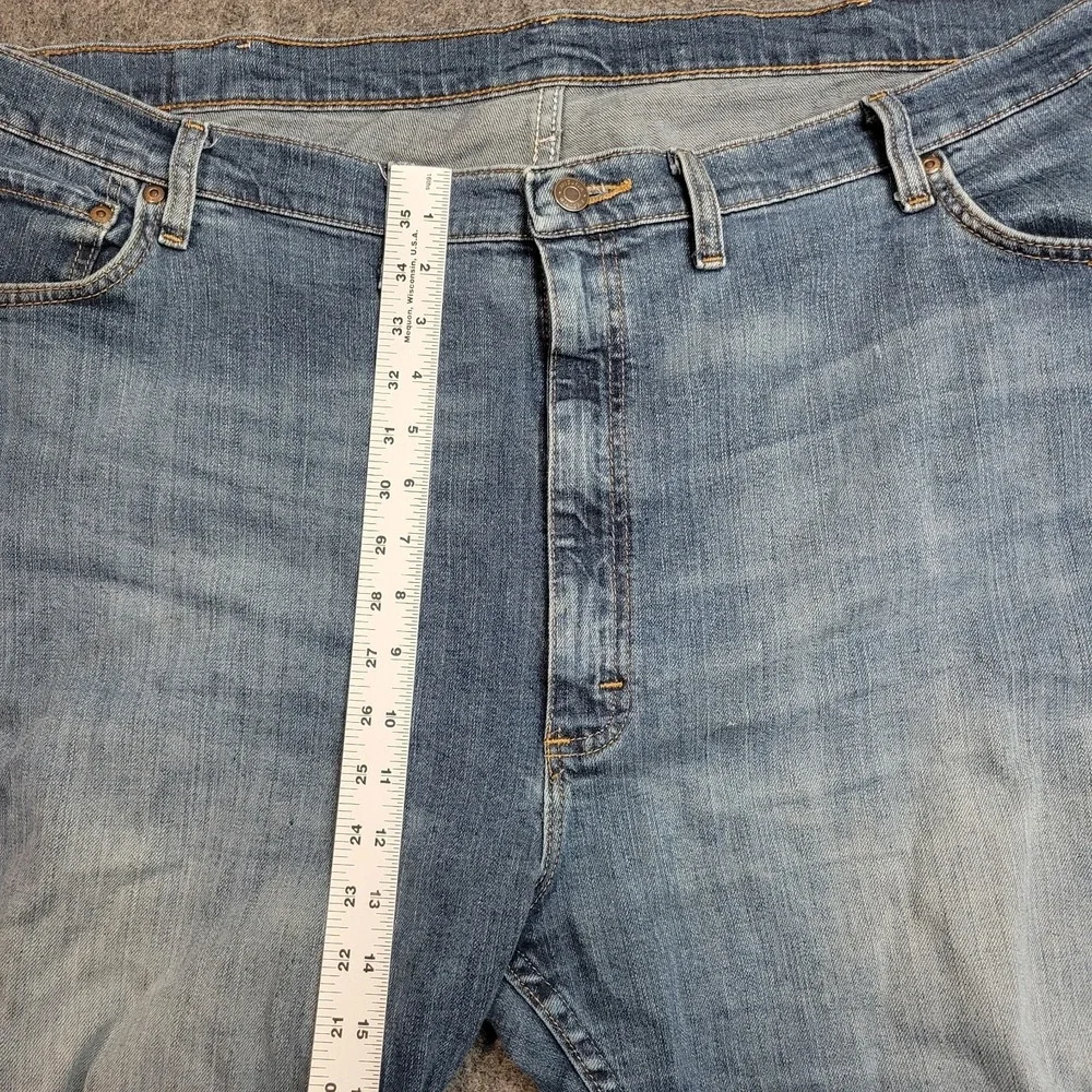 Wrangler Jeans Mens 44x30 Blue Denim Stretch Faded Grunge Straight Fit Americana